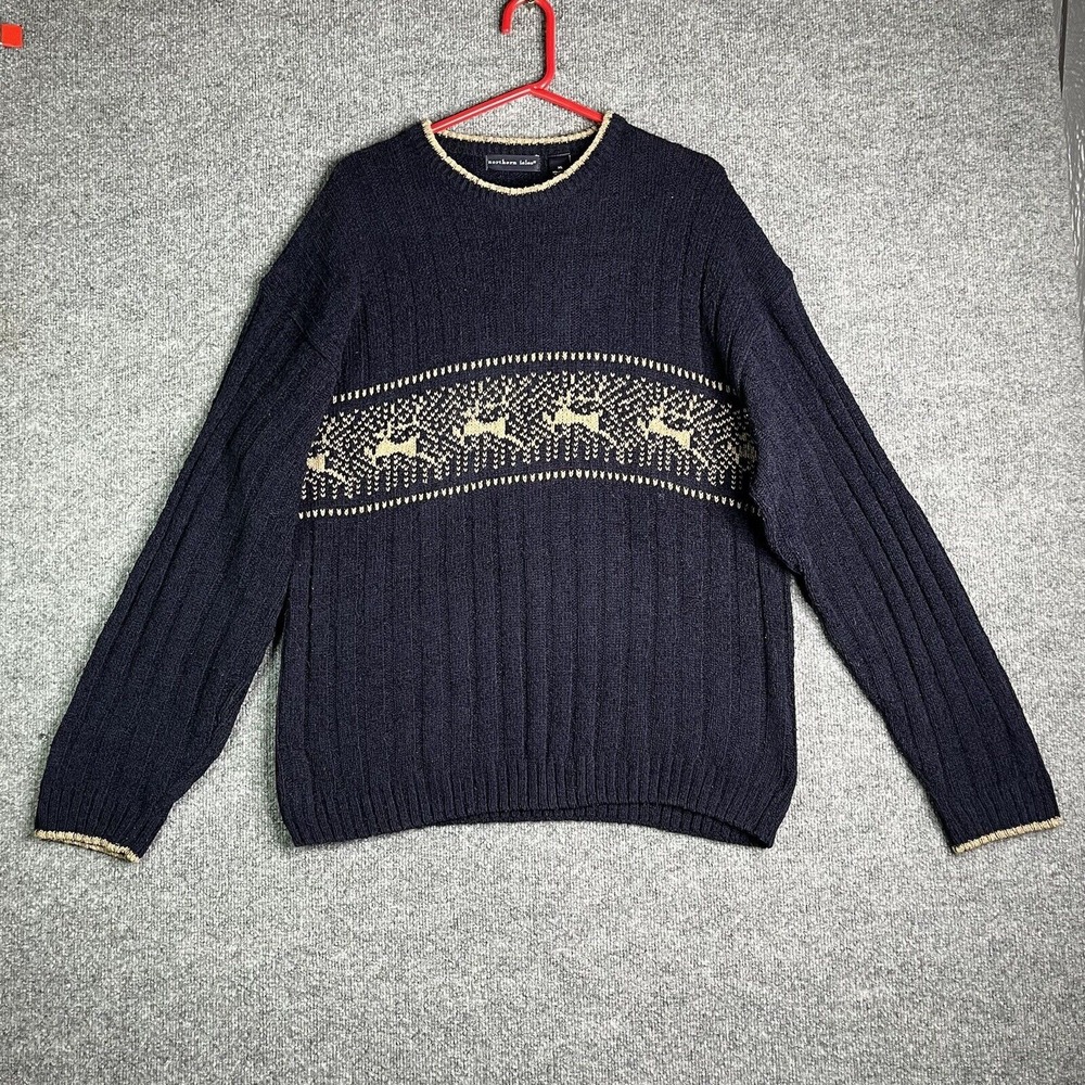 Vintage Northern Isles Knit‎ Sweater XL Acrylic Wool Blend Reindeer